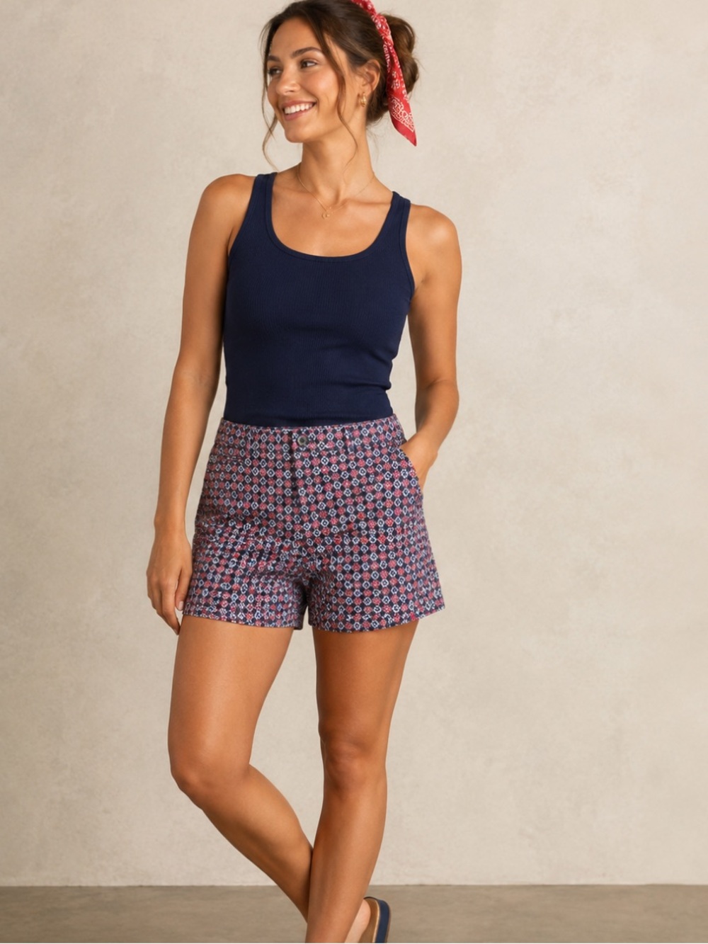 GAP Summer Shorts Size 10 | Boho Print red white blue cotton